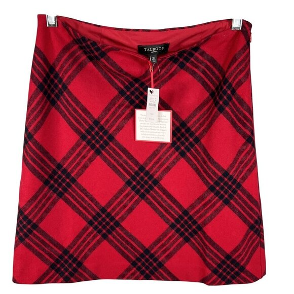 Talbots Petites NWT Womens 10P Red Black Plaid Wool Blend Skirt Clueless Preppy - Picture 4 of 10